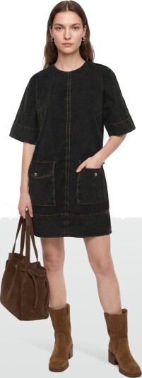 Ganni Black Washed Kimono Dress Black 40 Ganni Black Washed Kimono Dress Black 40