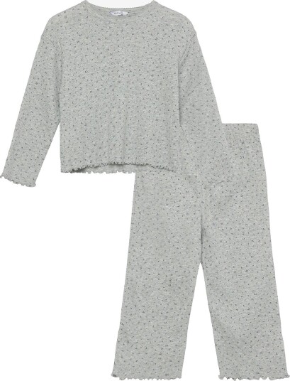 Mango 100% Cotton Floral Full Pyjamas Set MEDIUM GREY 92