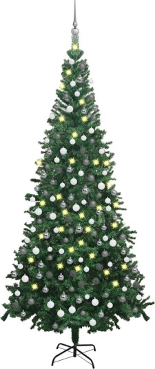 vidaXL Kunstig juletre med LED og kulesett L 240 cm grønn