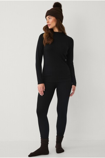 Áhkká   Termounderbukser Baselayer Pointelle Pant   Svart
