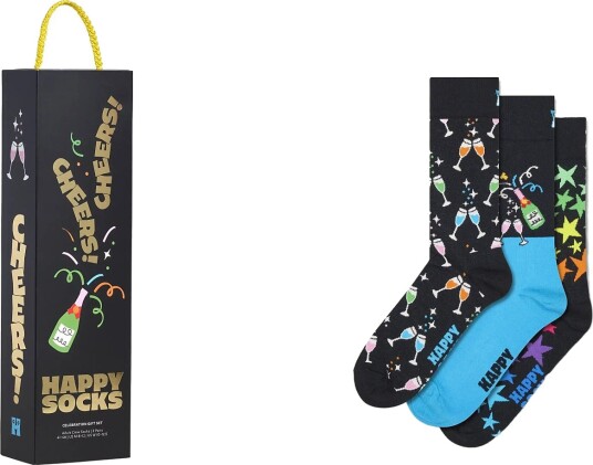 Happy Socks 3 Pack Celebrations Socks Gift Set   Black   41 46