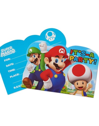 8 stk Invitasjoner Super Mario Party