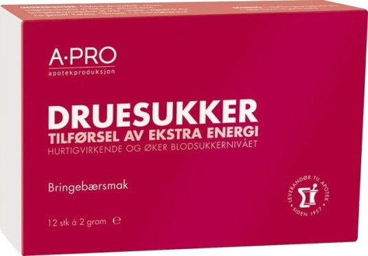 Apro druesukker bringebærsmak 2 g