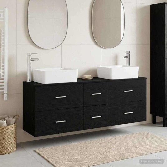 vidaXL Baderomsskapsett 3 stk. Svart 53 x 34,5 x 63 cm Konstruert tre vidaXL Baderomsskapsett 3 stk. Svart 53 x 34,5 x 63 cm Konstruert tre