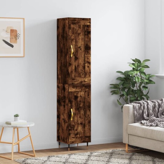 vidaXL Highboard røkt eik 34,5x34x180 cm konstruert tre 8720845498603