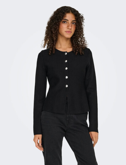 ONLY Onlmelli Life Ls Oneck But Cardi Rp Knt - Black - S ONLY Onlmelli Life Ls Oneck But Cardi Rp Knt - Black - S