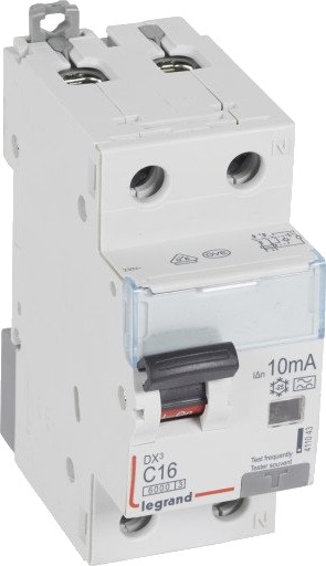 Legrand DX³ RCBO kombinasjonsbryter C16 1P+N 10mA type-A 2M 6000/6KA