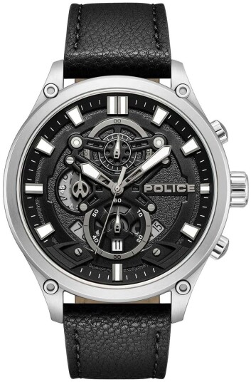 Police Herreklokke PEWGC0054205 Wadden Sort/Lær Ø46 mm