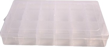 Infinity Hearts Hobbyboks/Plastboks med 18 Uttakbare Rom Plast Transparent 27x18x4 cm
