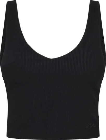 Björn Borg Studio Ribbed V-Neck Top - BLACK BEAUTY - XS