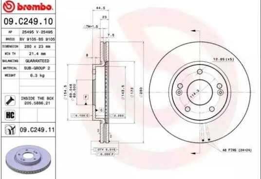 Bremseskive BREMBO 09.C249.11
