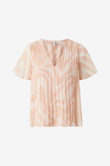 Vero Moda - Bluse vmKate S/S V-neck Top Wvn - Beige Vero Moda - Bluse vmKate S/S V-neck Top Wvn - Beige