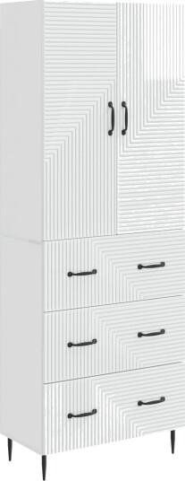 vidaXL Skapsett 2 pcs Høgglans hvit 66 x 34,5 x 90 cm Konstruert tre