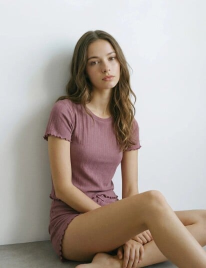 Mango Short Cotton Pyjamas Pink S