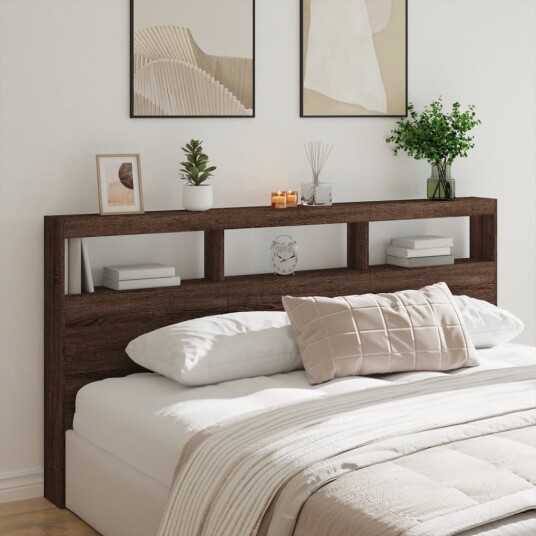 Hodegavl skap med LED brun eik 200x17x102 cm 8721012465381