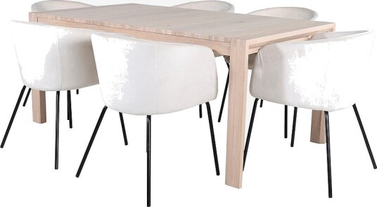 Venture Home Spisegruppe Slider med 6 Berit spisestoler Hvit Venture Home Spisegruppe Slider med 6 Berit spisestoler Hvit