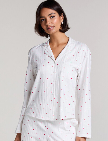 Hunkemöller Jacket Ls Co Jacquard Hearts - White - XS