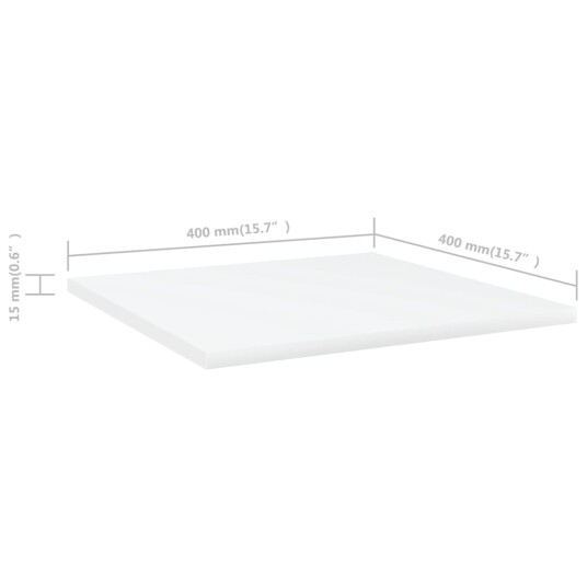  Hylleplater 4 stk hvit 40x40x1,5 cm sponplate 8720286244234