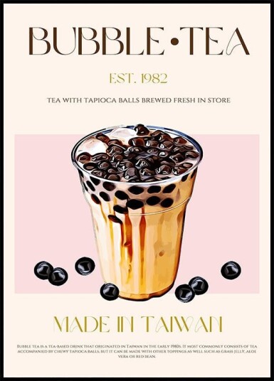 Taiwanese Bubble Tea Poster Plakat / 21x30cm