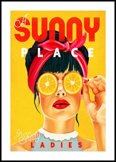 A Sunny Place For Shady Ladies Orange Pinup Art Plakat Plakat / 70x100cm