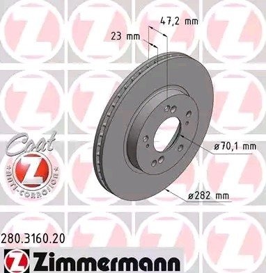ZIMMERMANN 280.3160.20 Bremseskive