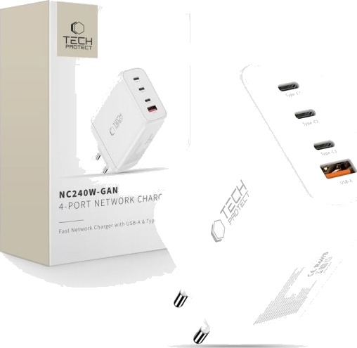 Tech-Protect NC240W-GaN 4-Ports 240W AC Charger - White