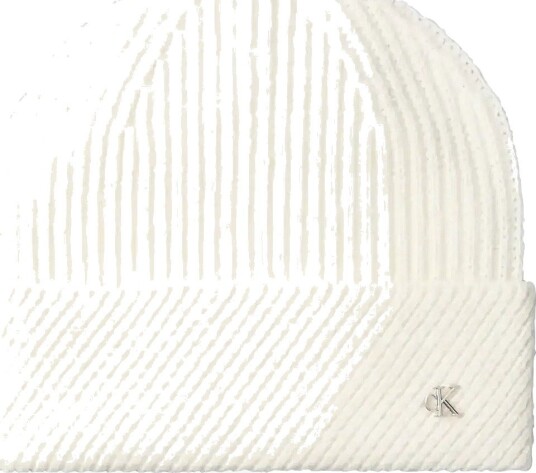 Calvin Klein Ck Metal Wool Slanted Rib Beanie - LIGHT HAY - One Size