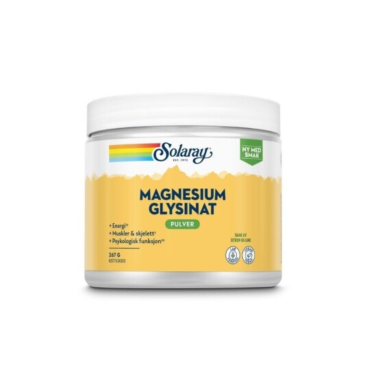 Solaray magnesium glysinat pulver sitron & lime 267 g Solaray magnesium glysinat pulver sitron & lime 267 g