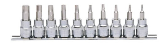 Ks Tools 918.3939, Støpselsett, 3/8", 10 Hoder, Kromvanadiumstål, Din 3120, Iso 1174, 410 G