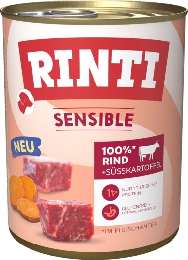 Rinti Våtfôr Sensible Og Søtpotet Okse 24 X 800 G