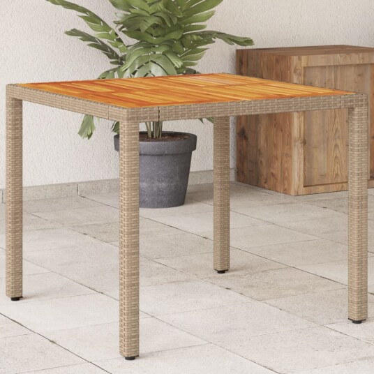 Hagebord beige 90x90x75 cm polyrotting akasie 368124