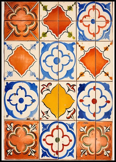 Vintage Mediterranean Tiles colorful ceramic patter Plakat Plakat / 30x40cm