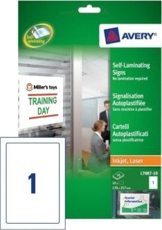 Avery Polyester Adhesiv Hvit Glanset 170 X 257 Mm 10 EtikettEr 10 Ark X 1 Merkelapper