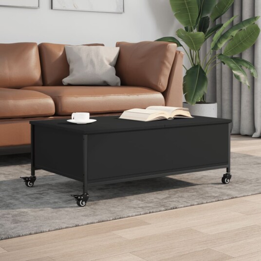 Salongbord med hjul svart 91x55x34 cm konstruert tre 8721012375925