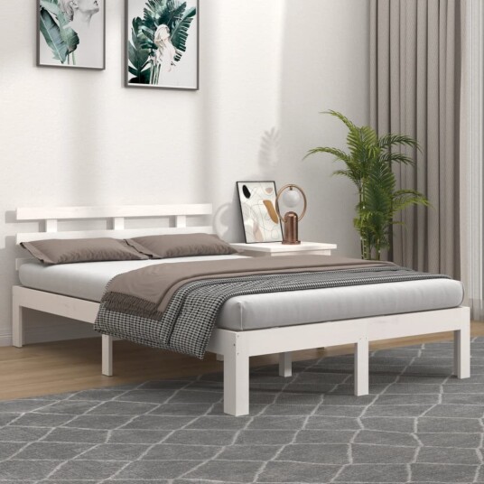 vidaXL Sengeramme hvit heltre 140x190 cm