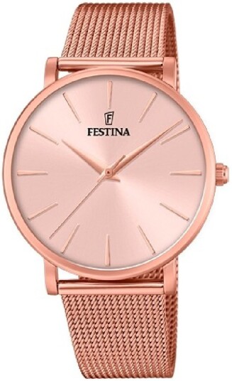 Festina Dameklokke F20477 1 Rosegullfarget/Rose gulltonet stål Ø38