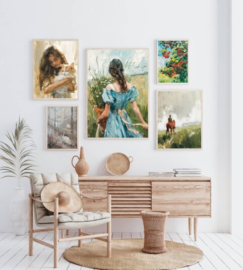 Plakat Eklektisk Kunstsamling / Sett av 6
