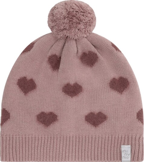 Minymo Soft Teddy Pile Knit W. Hearts Pink 52