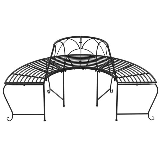 vidaXL Benk halvrund tre Ø159 cm svart stål vidaXL Benk halvrund tre Ø159 cm svart stål