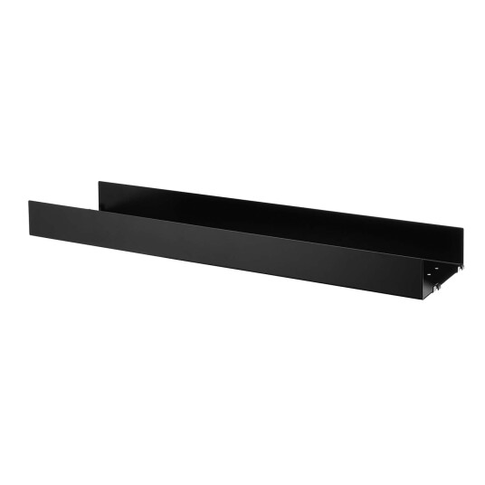 String hylleplate metall svart 78x20 cm høy kant String hylleplate metall svart 78x20 cm høy kant