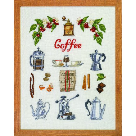 Permin Broderisett Coffee time 40x52cm
