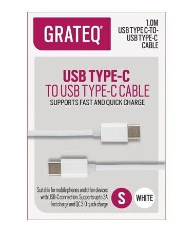 Grateq Usb-C/Usb-C Cable Quick 1M White