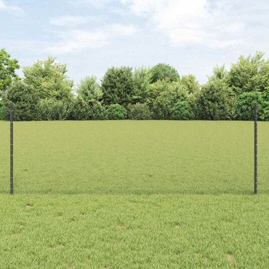 vidaXL Sekskantet gjerde med post 50 x 0,8 m PVC-belagt stål Grå Mesh