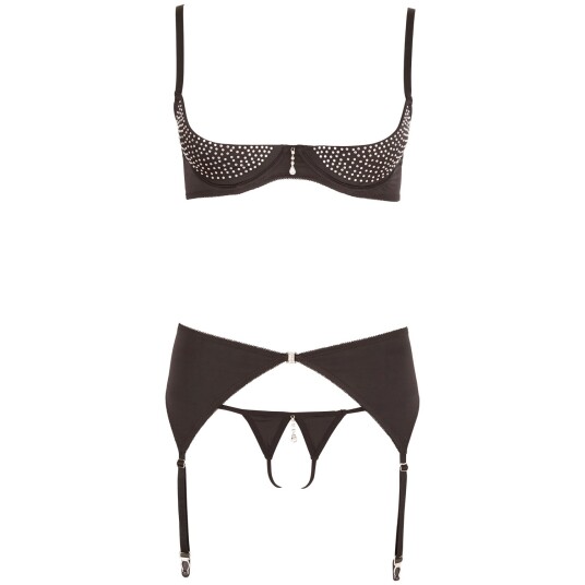 Abierta Fina Half Cup BH-sett - Black - L