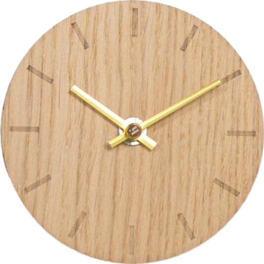 Hemverk - Light Oak klokke 12 cm lys eik m/gull viser Hemverk - Light Oak klokke 12 cm lys eik m/gull viser