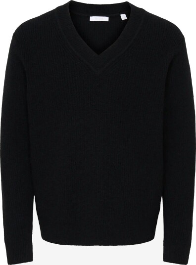 ONLY & SONS Onssky Reg Ls V-Neck Knit Frml - BLACK - XS