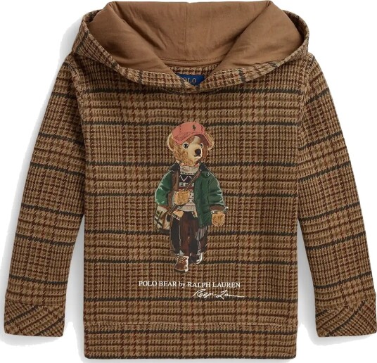 Ralph Lauren Kids Polo Bear Tweed Print Hoodie   Brown   4