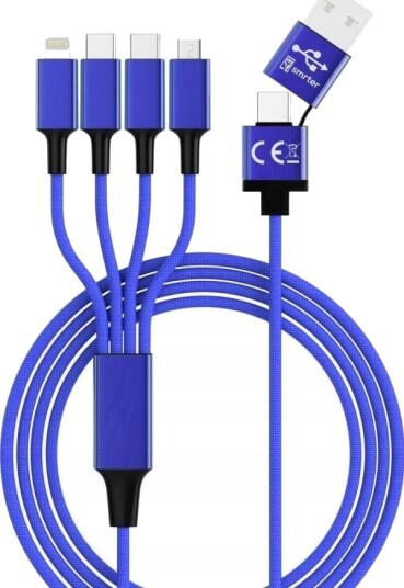 Usb-Kabel Smrter Usb-A + Usb-C – 2X Usb-C + Lightning + Microusb 1,2 M Mørkeblå Smrter_Elite_C_Nb Usb-Kabel Smrter Usb-A + Usb-C – 2X Usb-C + Lightning + Microusb 1,2 M Mørkeblå Smrter_Elite_C_Nb