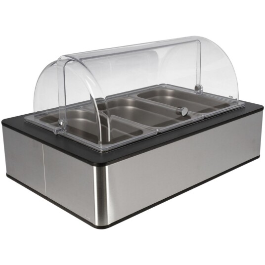 VEGA Buffetsystem komplett Fundale antrasitt 10 cm rustfritt stål 3 x GN 1/3; Størrelse GN 1/1, 63x42.5x33.9 cm (LxBxH); Antrasitt/Transparent/Stålgrå; Rektangulær