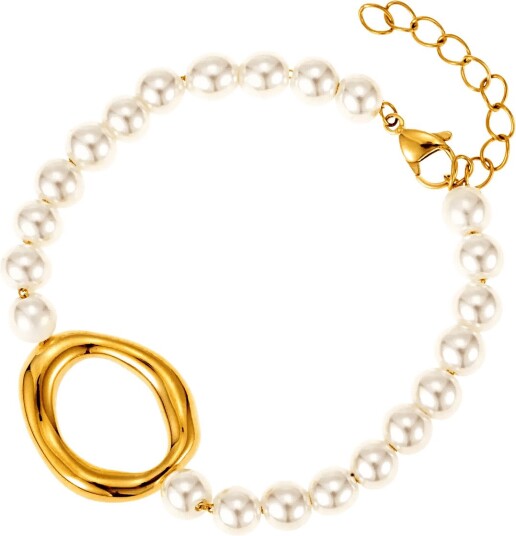 By Jolima Halo  Bead Bracelet   Cream   ONE SIZE 20 cm